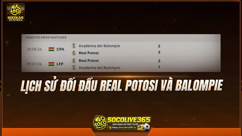 Lịch sử đối đầu Real Potosi và Balompie được Socolivetv tổng hợp Lịch sử đối đầu Real Potosi và Balompie được Socolivetv tổng hợp